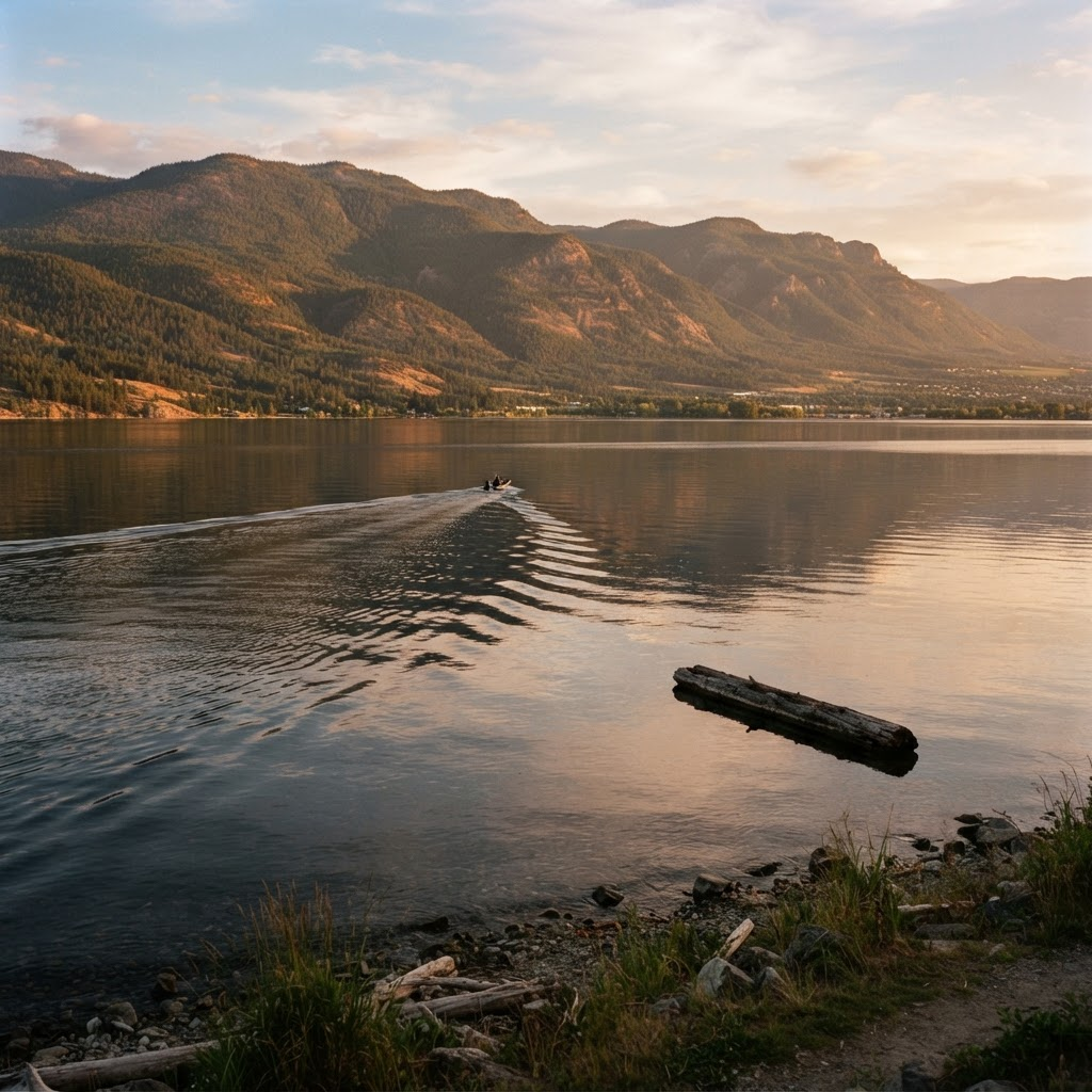 Okanagan Lake — Waves and Drifting Logs